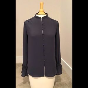 Ann Taylor Loft Long Sleeve Blouse Dark Gray Size XSP